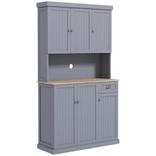 HOMCOM Kitchen Cupboard Storage Cabinet with Adjustable Shelves, Grey Grey