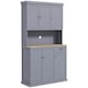 image 1 of HOMCOM Kitchen Cupboard Storage Cabinet with Adjustable Shelves, Grey Grey