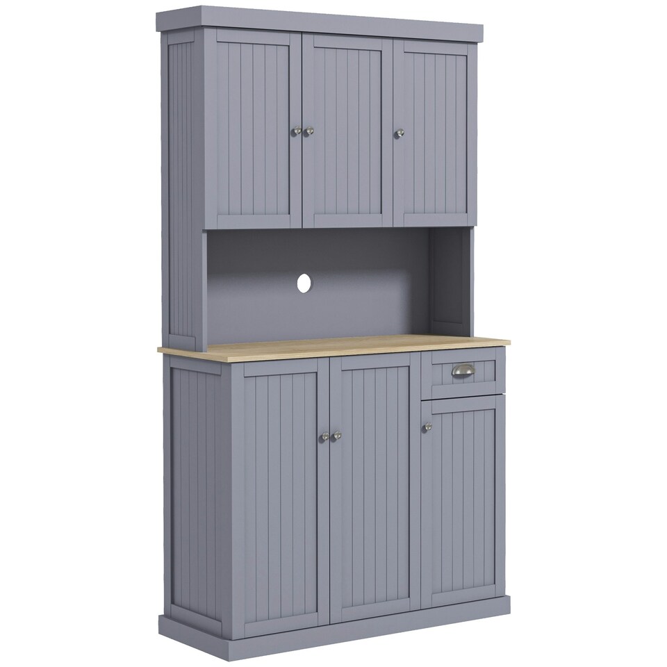 image 1 of HOMCOM Kitchen Cupboard Storage Cabinet with Adjustable Shelves, Grey Grey