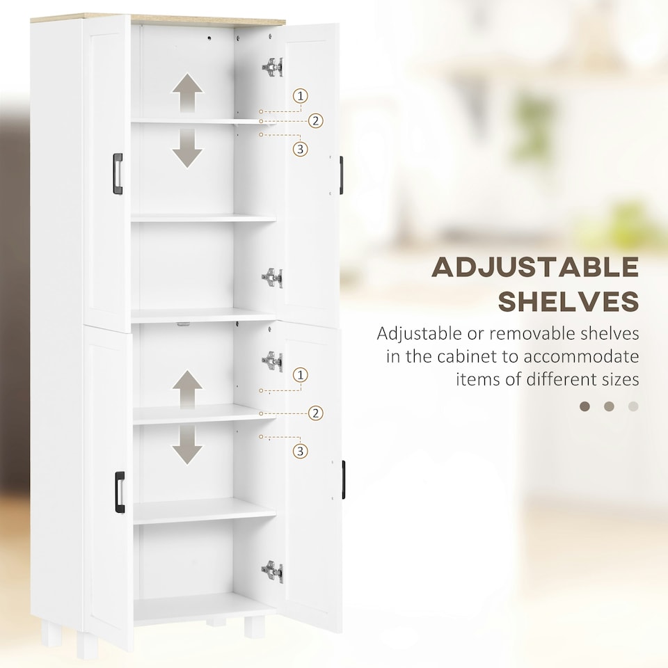 image 1 of HOMCOM Modern Kitchen Cupboard Storage Cabinet with 4 Shelves, White