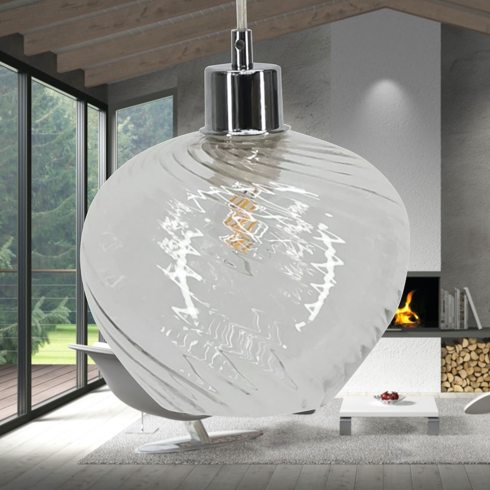 image 1 of Bradson - Clear Swirl Glass Easy Fit Pendant Shade | Clear | Small | 1