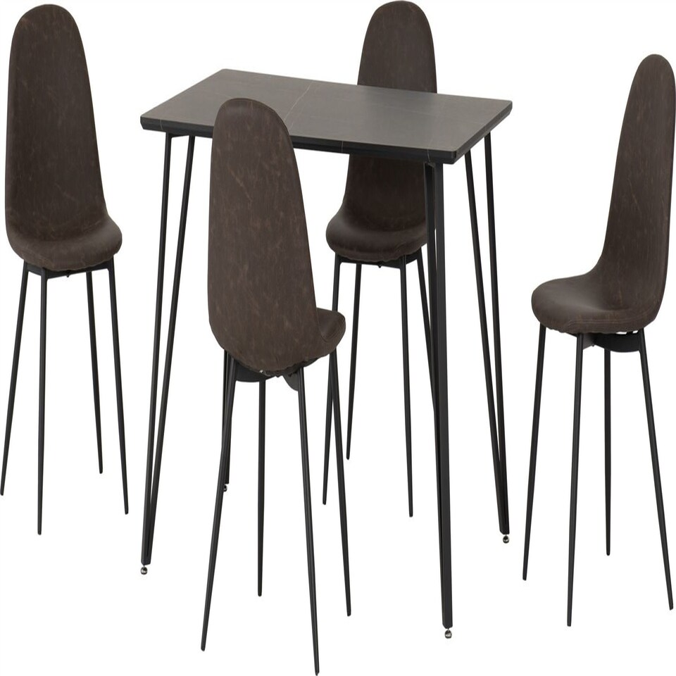 image 1 of Marlow Dining Set with Athens Chairs White | White Marble/Grey Faux Leather