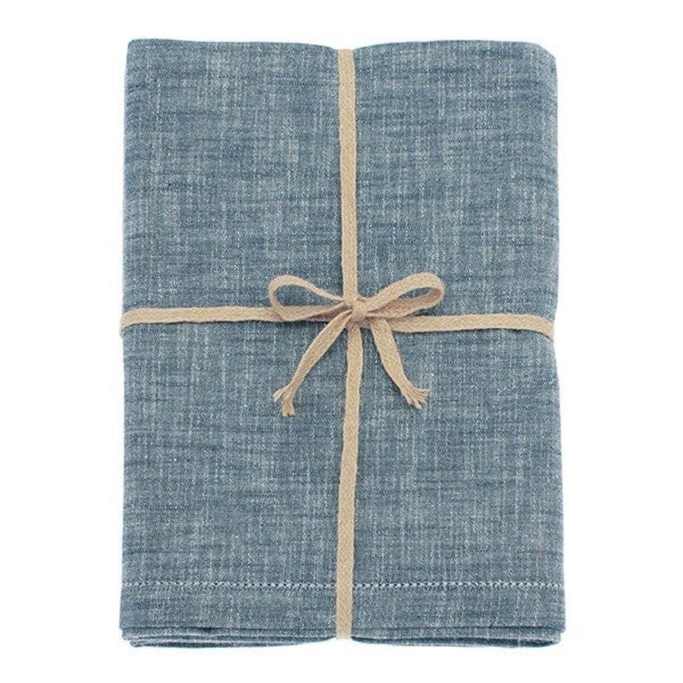 image 1 of Walton & Co Flint Blue Chambray Tablecloth 130x280cm