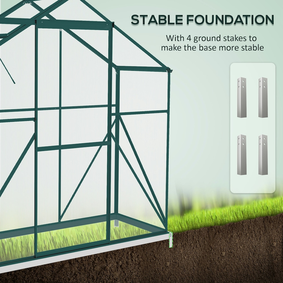 image 1 of Outsunny 6 x 2.5ft Polycarbonate Greenhouse Aluminium Green House