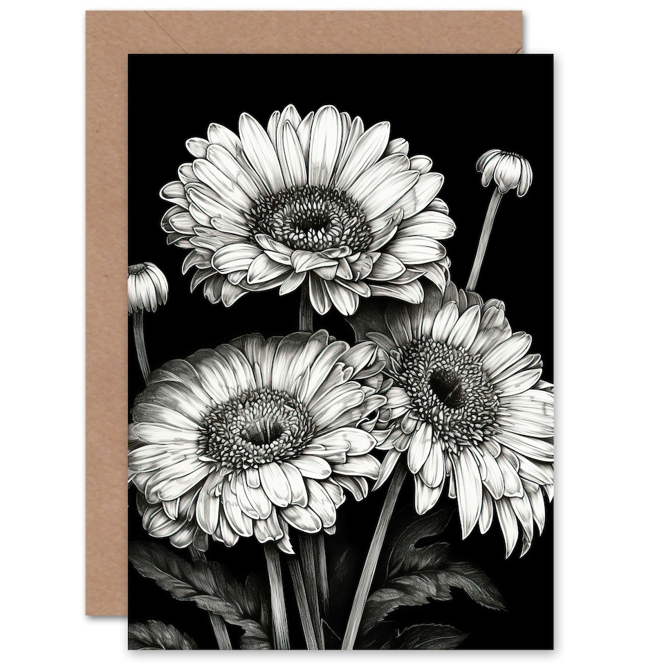 image 1 of Elegant Gerbera Flowers Floral Get Well Thank You Card