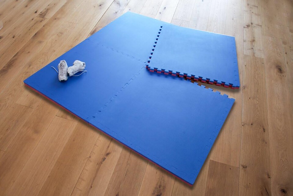 image 1 of Actiasmat Exercise Mat, 40mm Thick, Red/Blue, Interlocking Mat for Martial Arts and Fitness (Multi, 40 mm x 1 Square Meter)