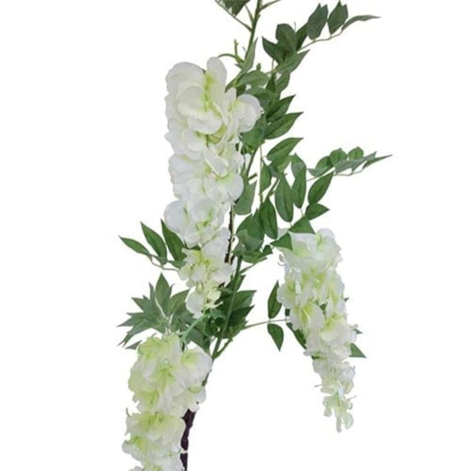 image 1 of White 3 Head Wisteria Artificial Flower 122cm