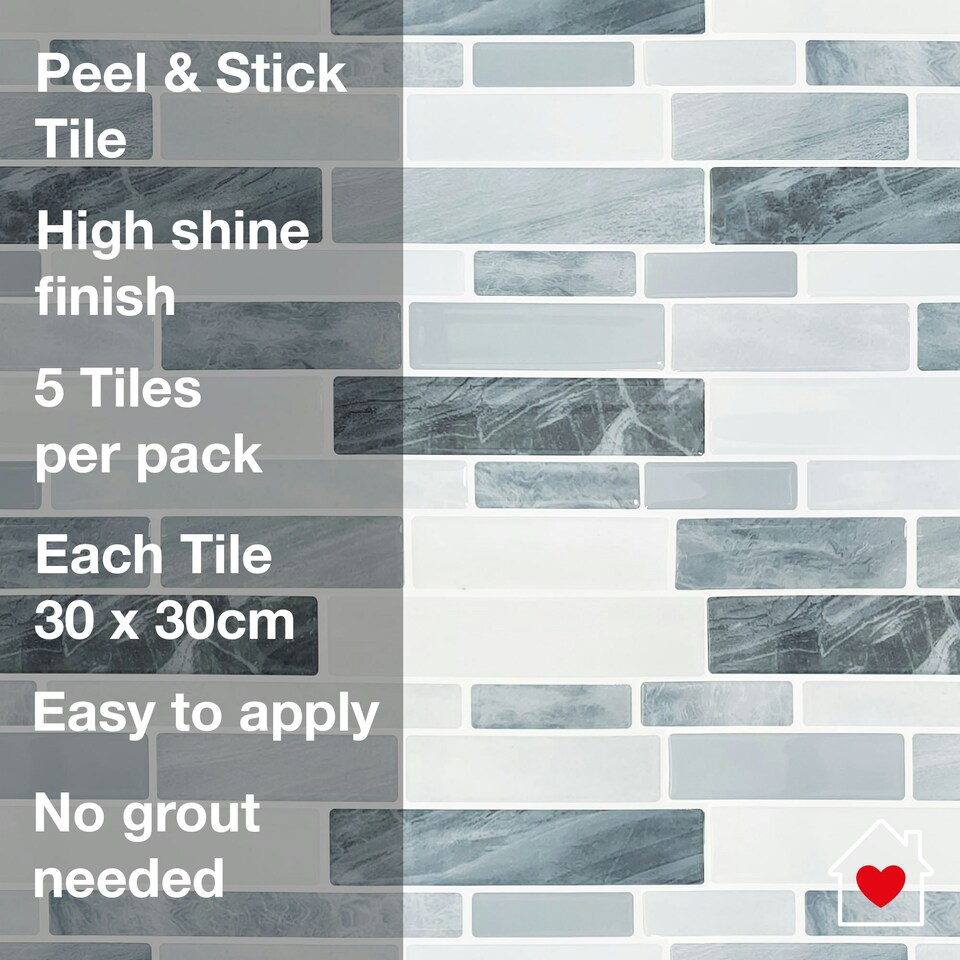 image 1 of Wall Tile Slate 30.5x30.5cm Grey (5 Tiles Per Pack)