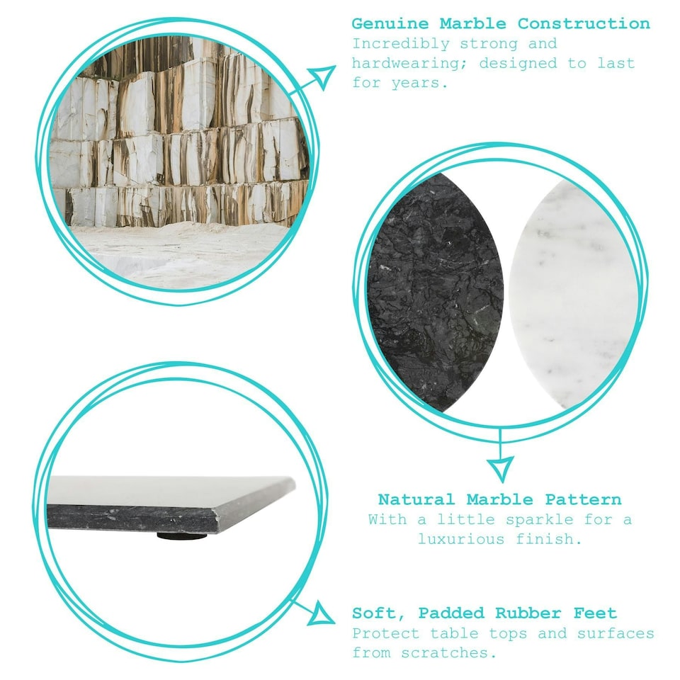 image 1 of Argon Tableware Rectangle Marble Placemats - 30cm x 20cm - White - Pack of 6 White