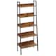 image 1 of 5-Tier Vertical Ladder Shelf Bookcase, Compact Industrial Storage Rack, Rustic Brown and Ink Black