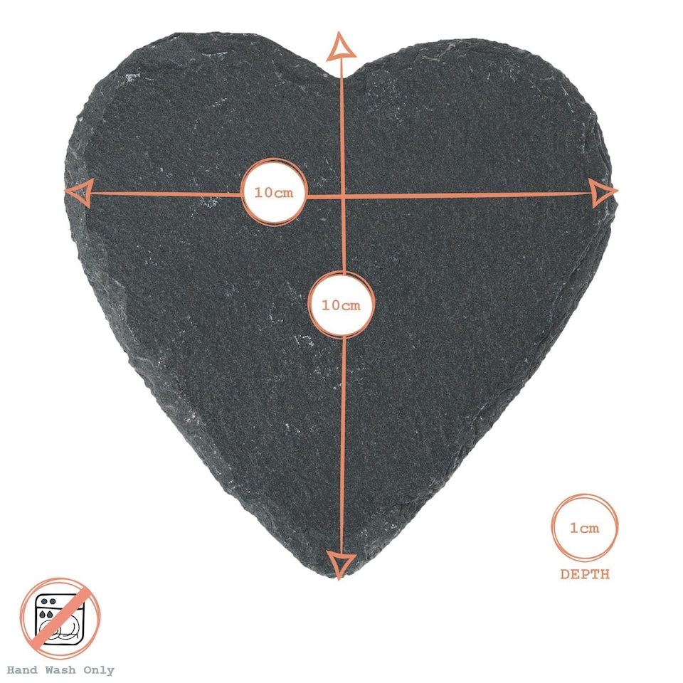 image 1 of Argon Tableware Heart Slate Coasters - 10cm - Pack of 6