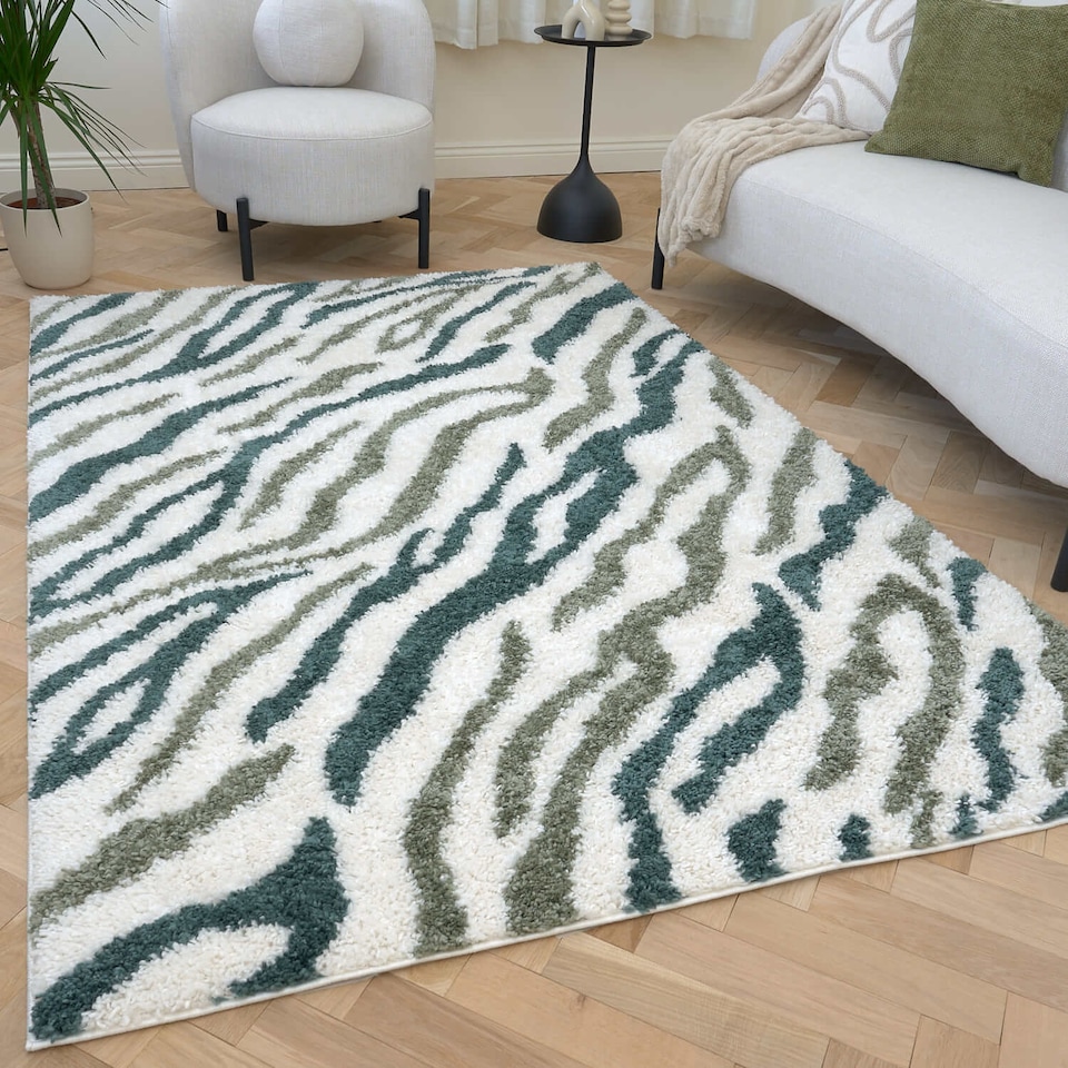 image 1 of The Rugs Moodi Collection Abstract Design Shaggy Soft High Pile Living Room Floor Rug and Runner