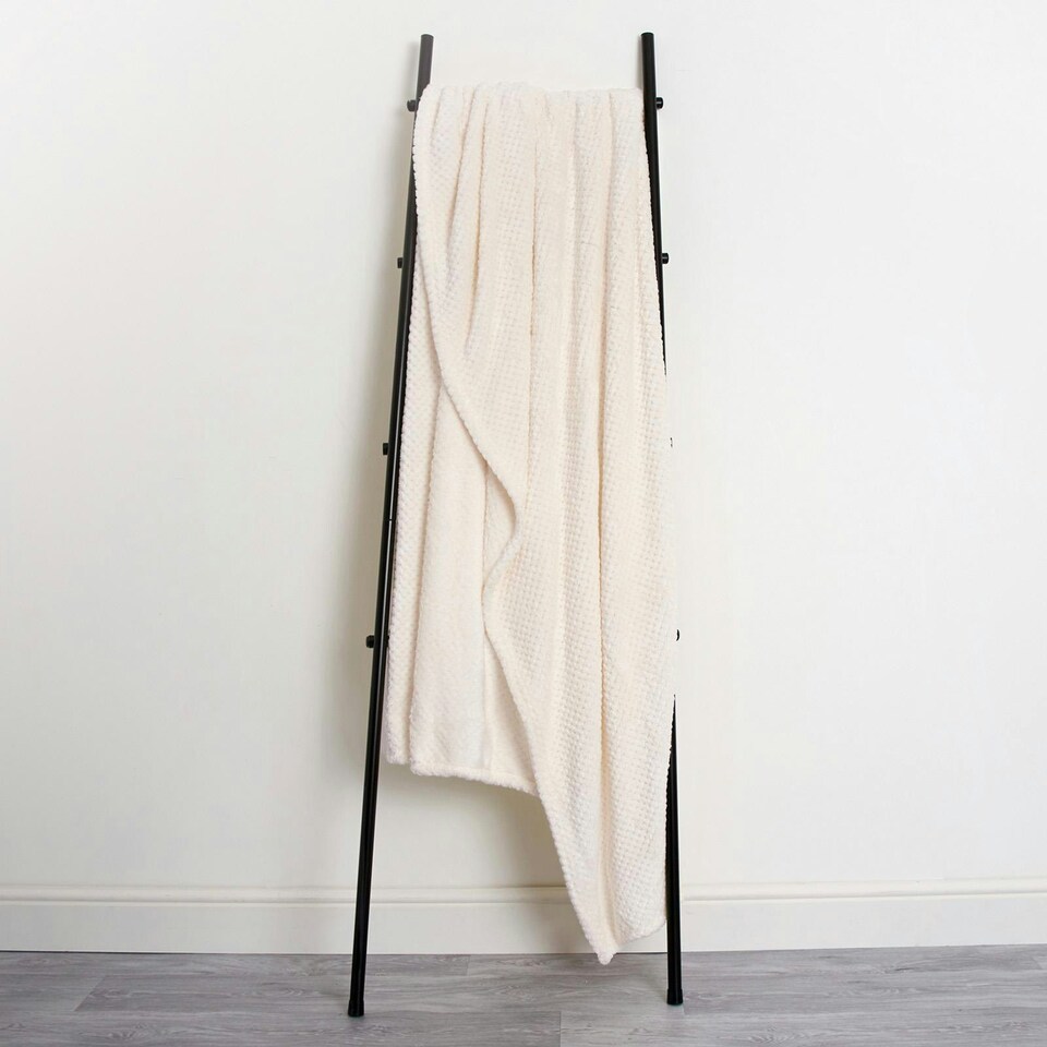 image 1 of OHS Luxury Honeycomb Waffle Blanket, 125x150cm - Cream