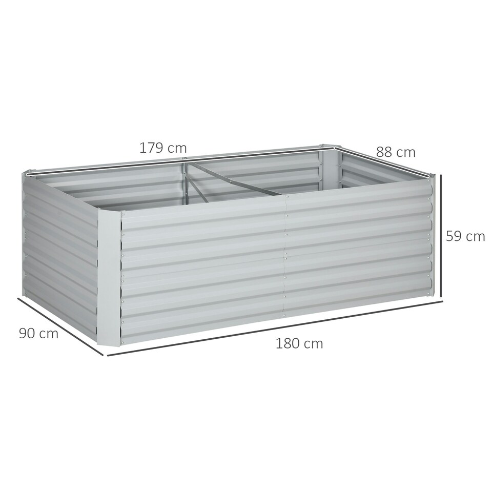 image 1 of Outsunny Galvanised Steel Outdoor Raised Bed w/ Reinforced Rods, Dark Grey