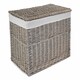 image 2 of 72cm Grey Wash Finish Storage Wicker Hamper Basket | Grey | Grey | L