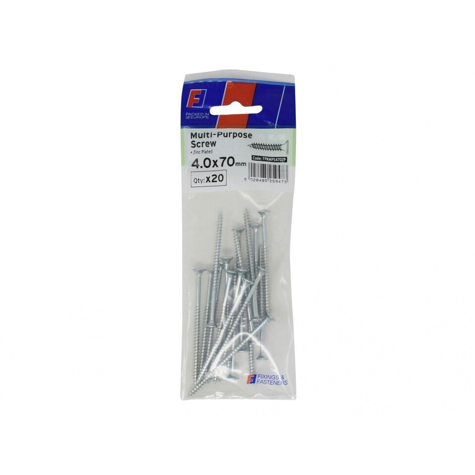 Forgefix Multi-purpose Pozi Screw Csk St Zp Forgepack - Multi Colour - 4.0 x 70mm ForgePack 20