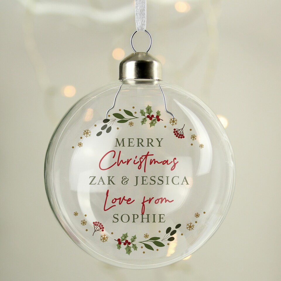 image 1 of Personalised Christmas Glass Bauble