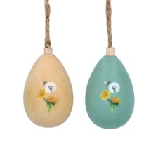 Gisela Graham Easter Set of Two Wooden Dandelion and Bee Easter Egg Decorations