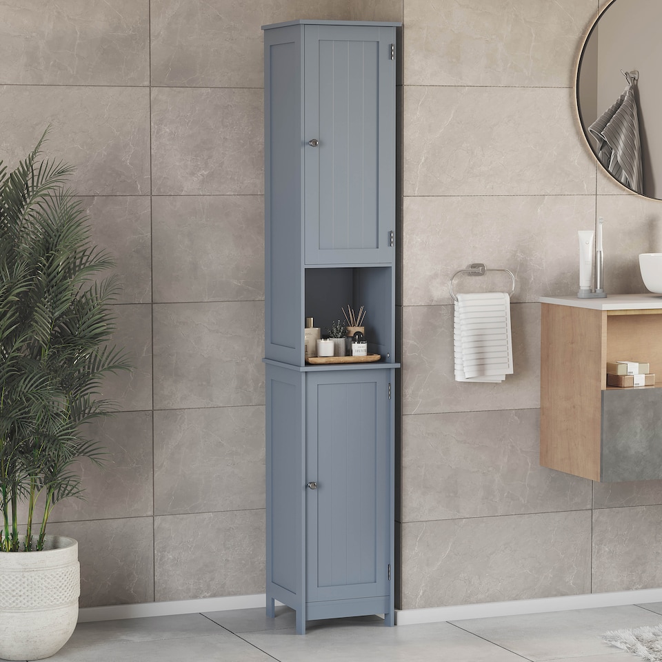 image 1 of Bath Vida Priano 2 Door Tall Bathroom Freestanding Storage Cabinet, Grey