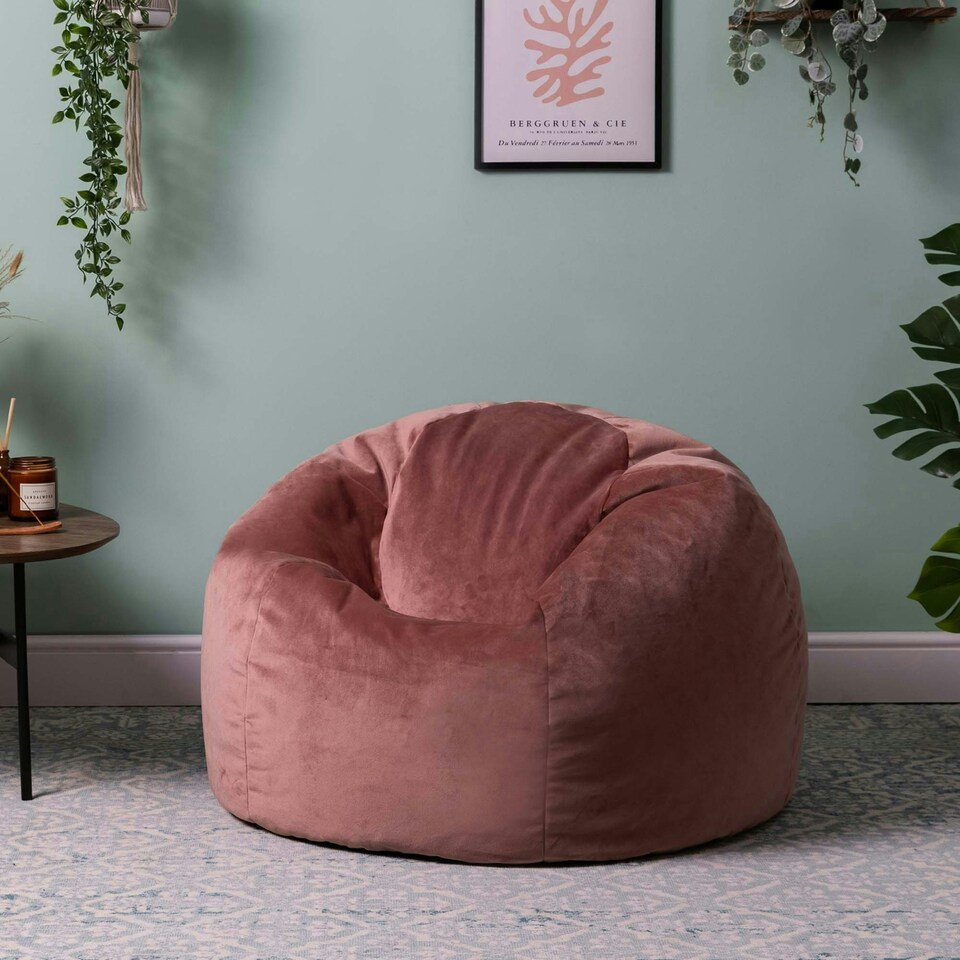 image 1 of icon Aurora Classic Velvet Bean Bag Chair Dusk Pink Bean Bags Pink | Pink