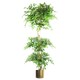 image 1 of 180cm Artificial Twisted Trunk Fruticosa Ficus Tree Triple Ball Topiary 1984 Leaves Gold Metal Planter