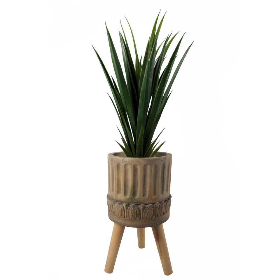 image 1 of 40cm x 21.5cm Zandi Roman Composite Large Planter | Brown