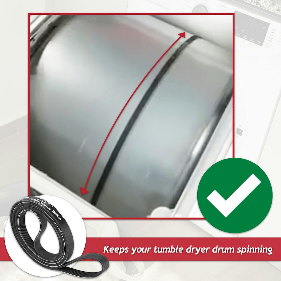 image 1 of SPARES2GO Poly-V Drive Belt for Electra TDC7100 TDC8101 TDC8112 TDC9112 THP7112 Tumble Dryer (7PH2012 SH200)