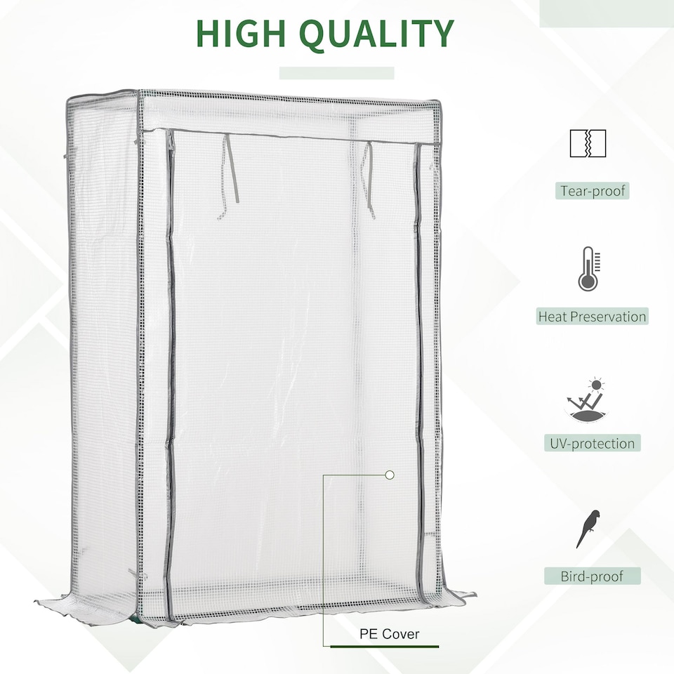 image 1 of Outsunny 100 x 50 x 150cm Greenhouse w Zipper Roll-up Door Outdoor