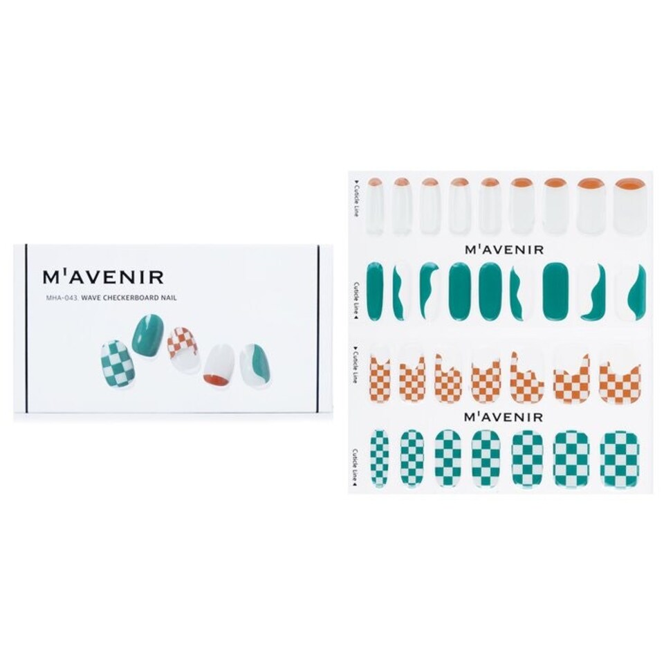 image 1 of Nail Sticker (patterned) - # Wave Checkerboard Nail - 32pcs Multi