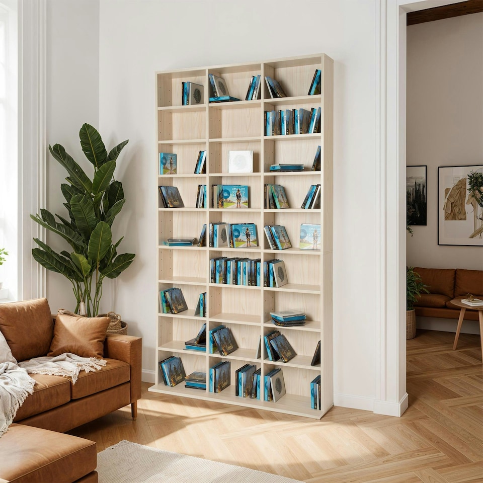 image 1 of CD Shelf Unit Christel - 27 compartments for up to 1080 CDs Brown | Beech