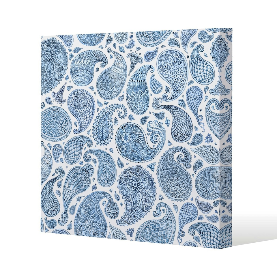 image 1 of Blue and White Bo Ho world (Canvas Print) 114 x 114 x 4cm