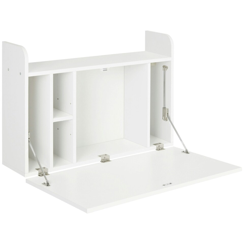 image 1 of HOMCOM Wall Mounted Table w/ Space Saving Storage Compartments for Home Office