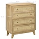 image 5 of HOMCOM Chest of Drawers, 4-Drawer Storage Organiser Unit with Rattan Element for Bedroom, Living Room, Wood Effect