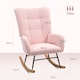 image 5 of HOMCOM Rocking Chair, Teddy Upholstered Accent Chair, Modern Armchair with Wide Backrest and Rubberwood Base for Living Room, Bedroom, Light Pink | Pink | Hot pink