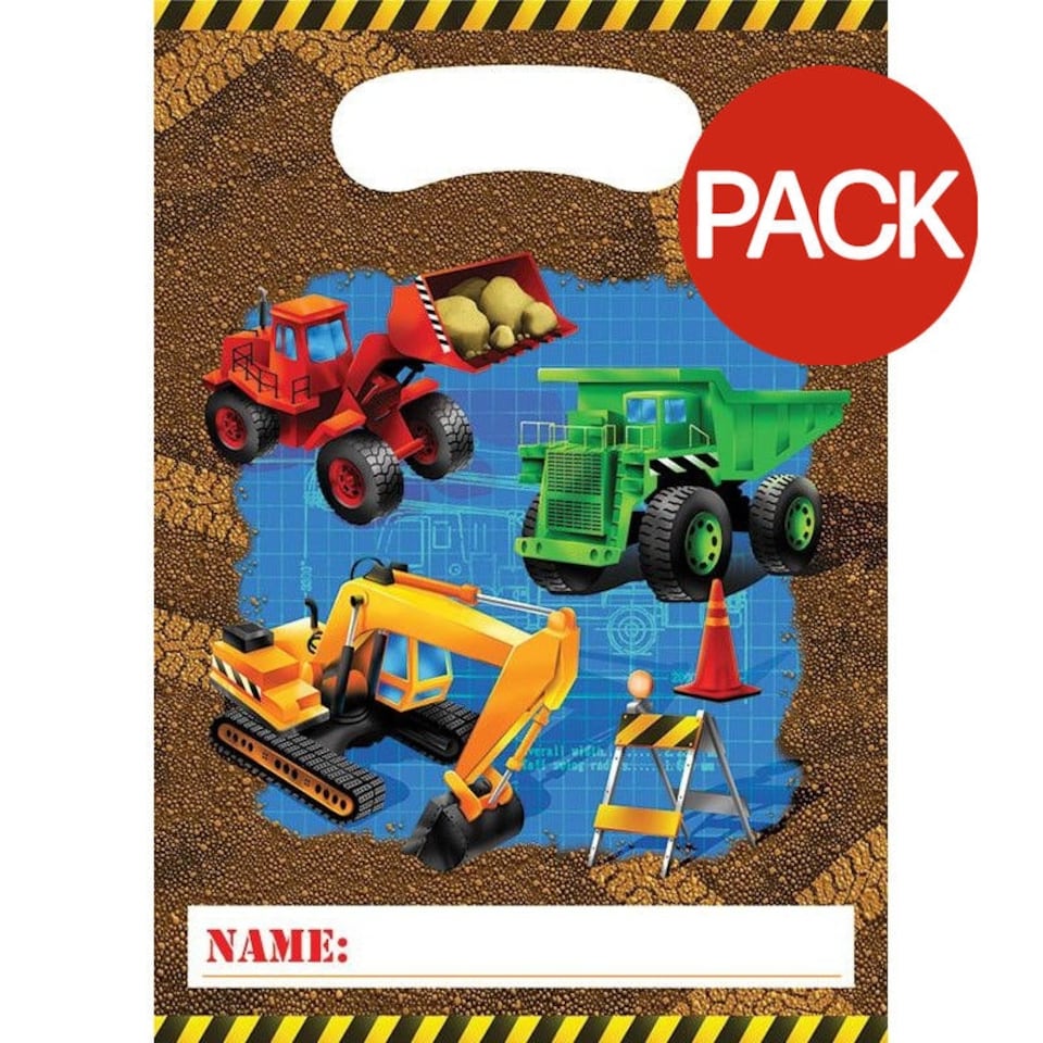 Creative Party Construction Truck Party Bags (Pack of 8) - Multicoloured - One Size