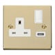 image 1 of SE HOME Polished Brass 1 Gang 13A DP 1 USB Switched Plug Socket | Gold | Polished Brass