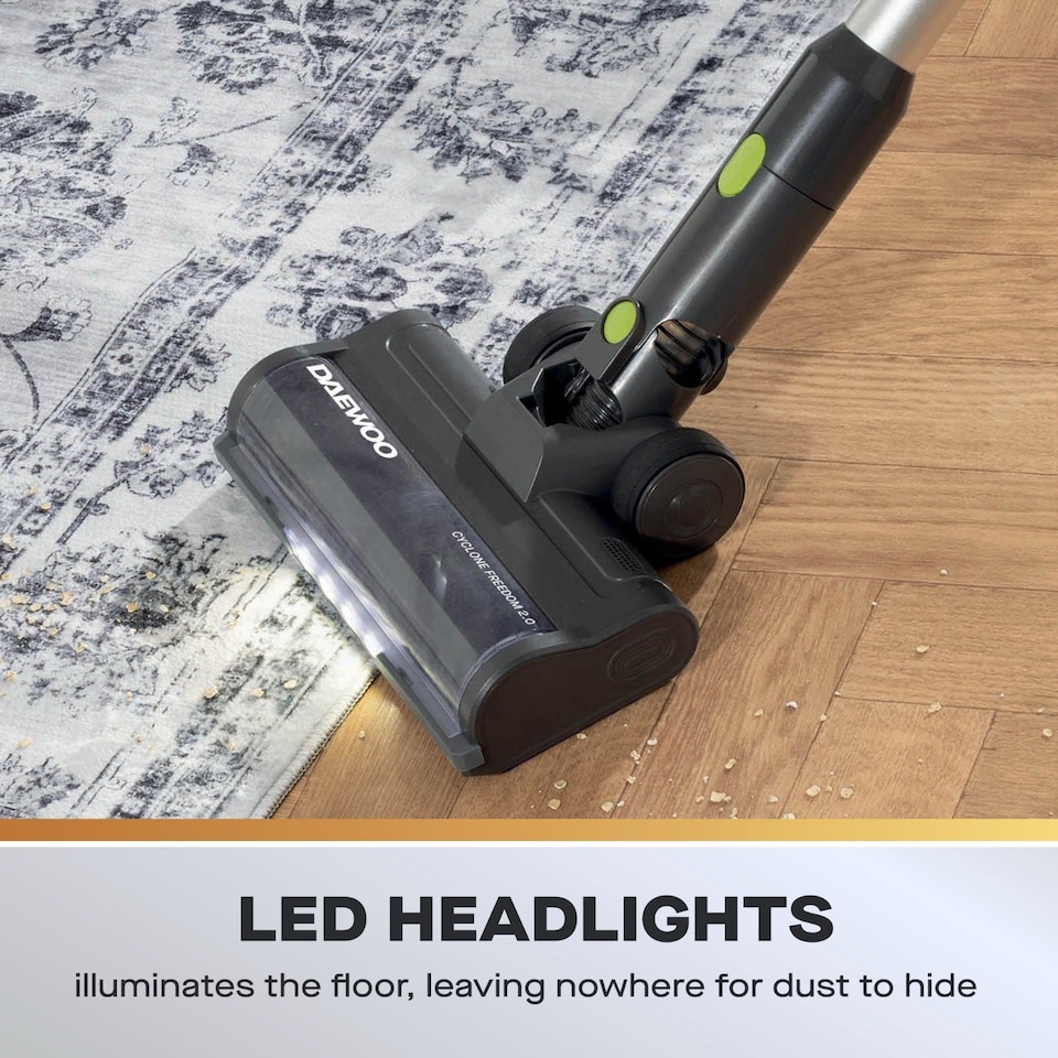 image 1 of Daewoo Cyclone Pro Cordless Stick Handheld Vacuum Bagless 50min 25.9V Headlight