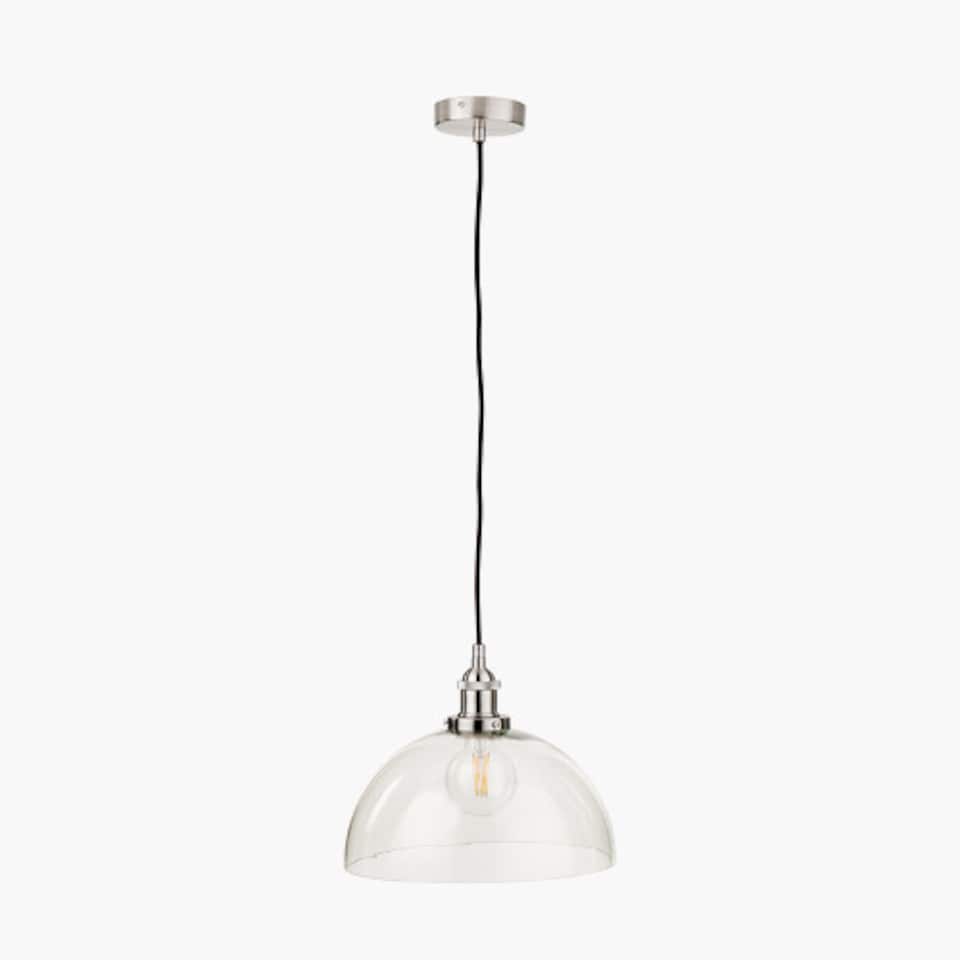 image 1 of Ceiling Light Antique Silver Metal and Clear Glass Dome Pendant | Clear | Clear