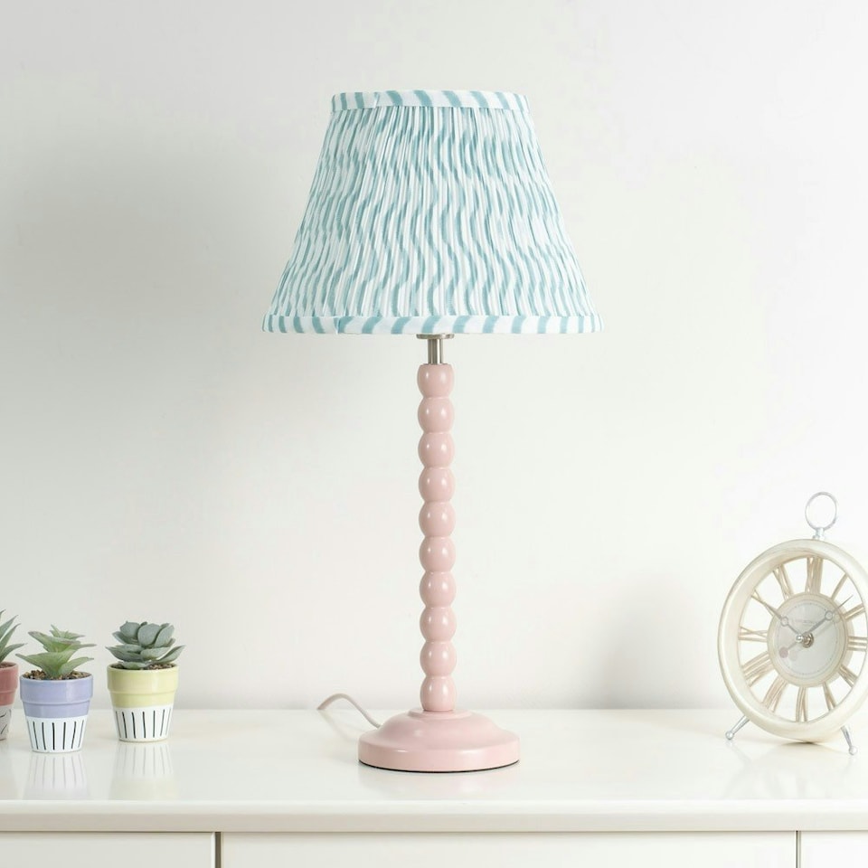 image 1 of ValueLights Riza Tapered Green Arrow Fabric Pleat Small Lamp Shade & Bulb | Blue