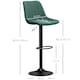 image 7 of HOMCOM Bar Stools Set of 2 Adjustable Swivel Bar Chairs with Backrest Green