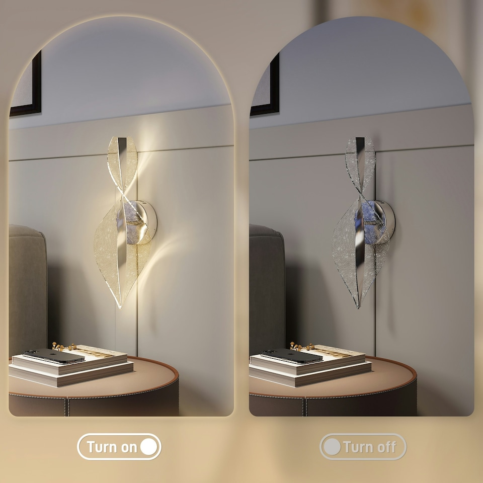 image 1 of HOMCOM Led Wall Lamp 2 Pack, Modern Indoor Spiral Wall Light, Silver