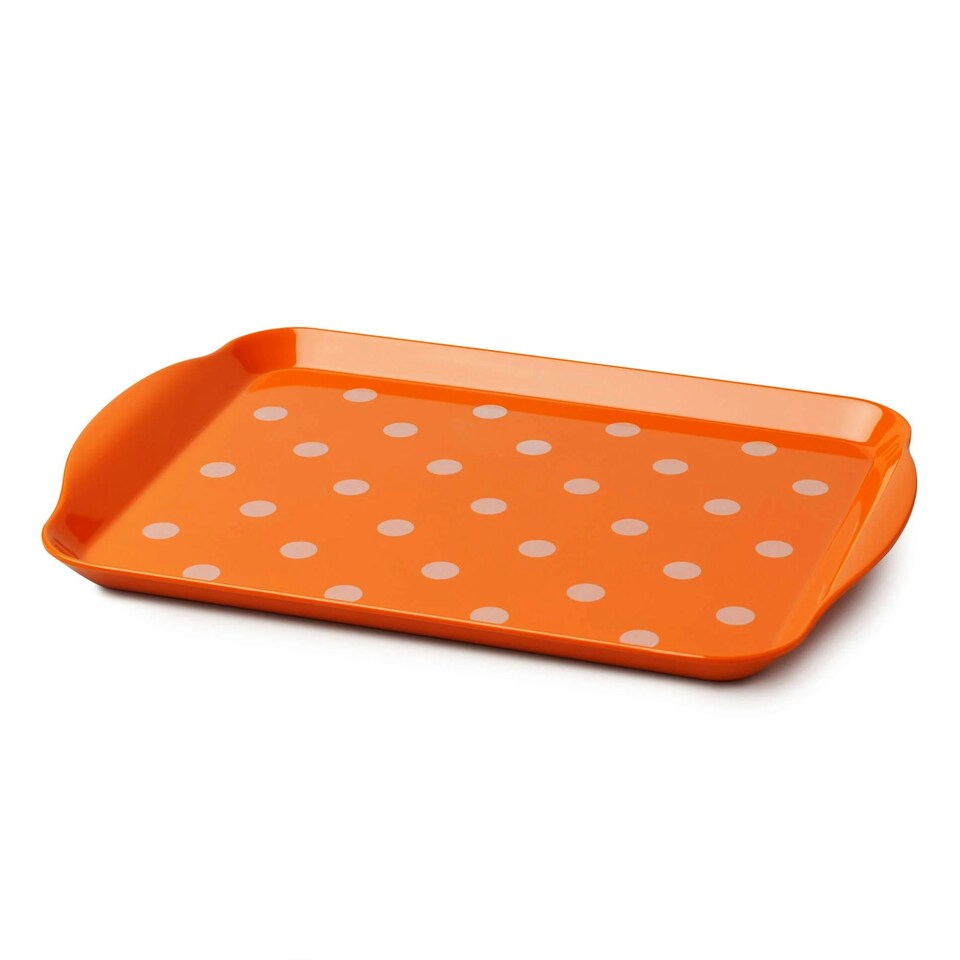 image 1 of Melamine Dotty Tray, Small Orange | Neon Orange