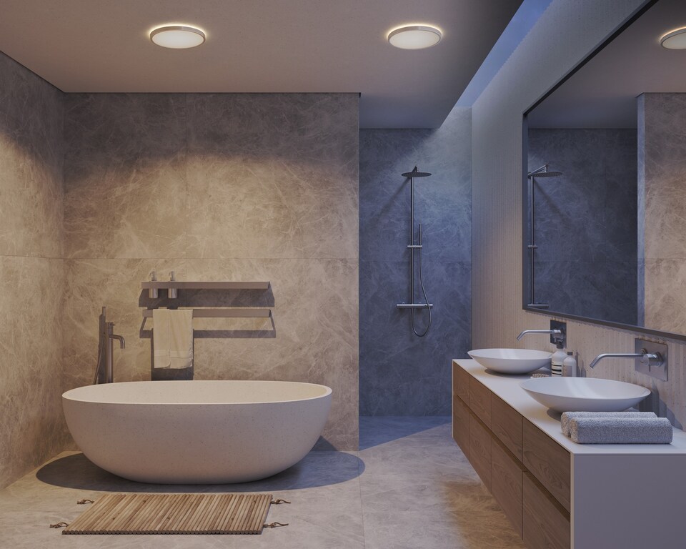 image 1 of Nordlux Oja Indoor Ceiling Light Silver Plastic Intergrated LED  3-Level Dimming - Mains Powered, IP54