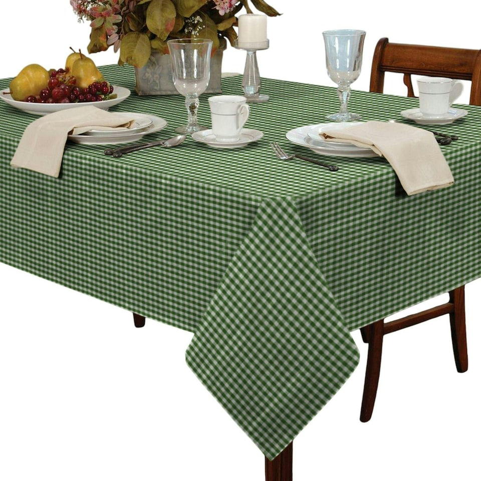 image 1 of Gingham Tablecloth - Green - 183x183cm Green