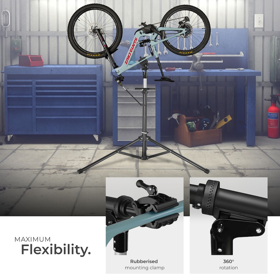 image 1 of Bicycle Repair Stand and Frame Bag Set is Folding, Lightweight and Durable | Black | black | 138 x 120 x 180 cm | 1