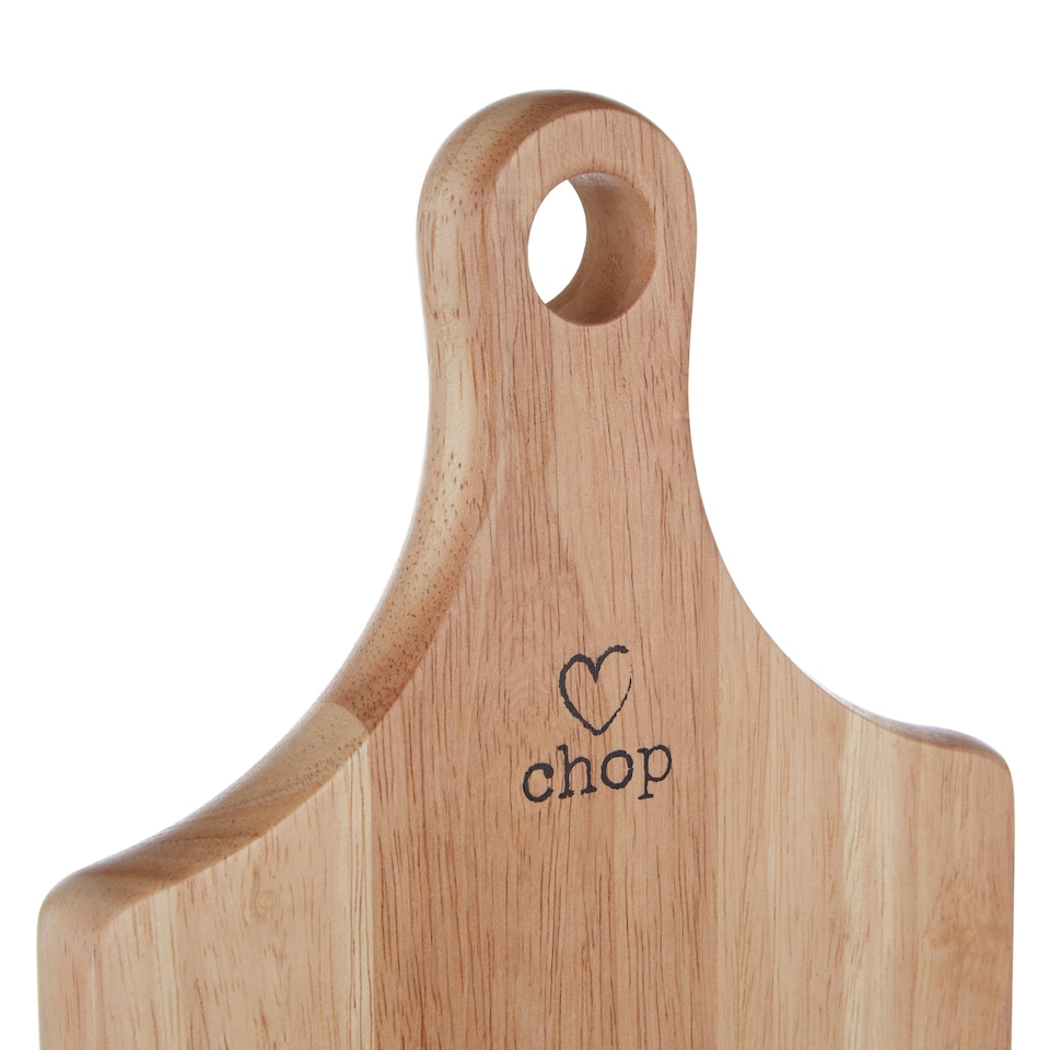image 1 of Interiors by Premier Small Rubberwood Paddle Chopping Board, Cutting Board for Kitchen, Stylish Natural Wood Chopping Board