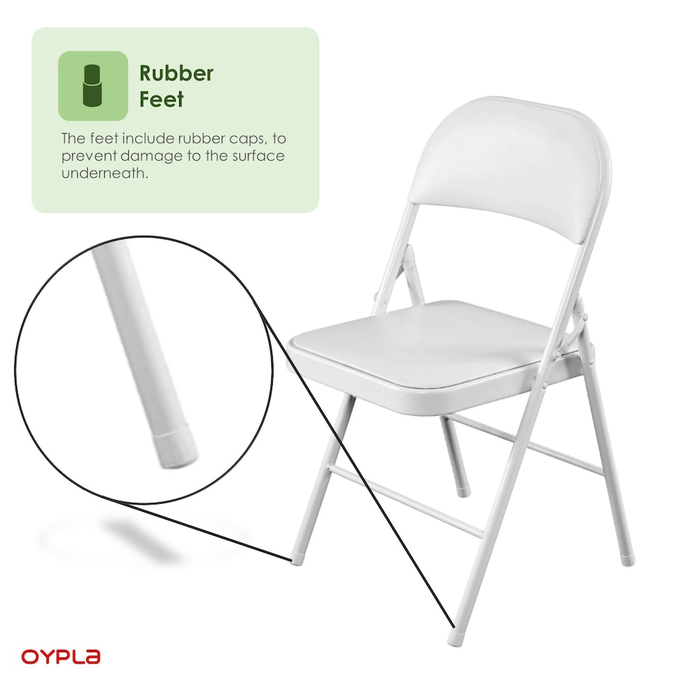 image 1 of Heavy Duty White Padded Folding Metal Desk Office Chair Seat | White