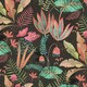 image 2 of Psychedelic Jungle Wallpaper in Brights on Charcoal Multi
