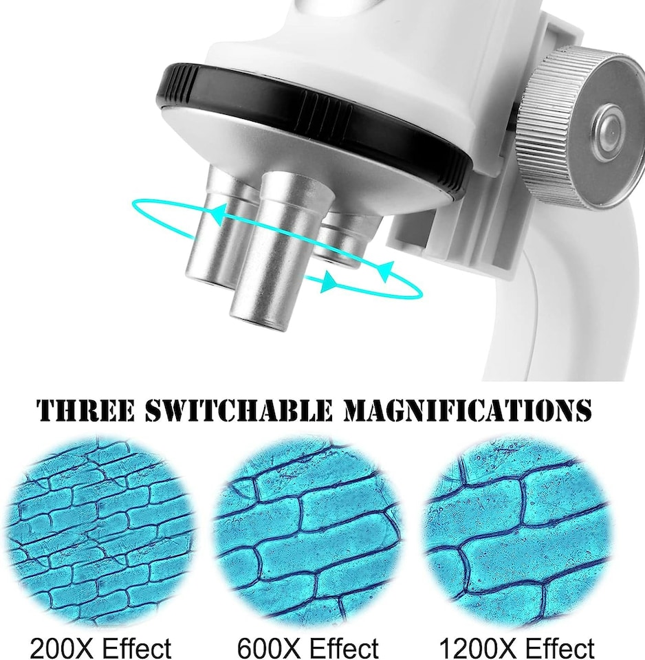 image 1 of Kids Microscope Kit - Portable Science Set with LED Light, Smartphone Holder & 15 Accessories Educational STEM Toy