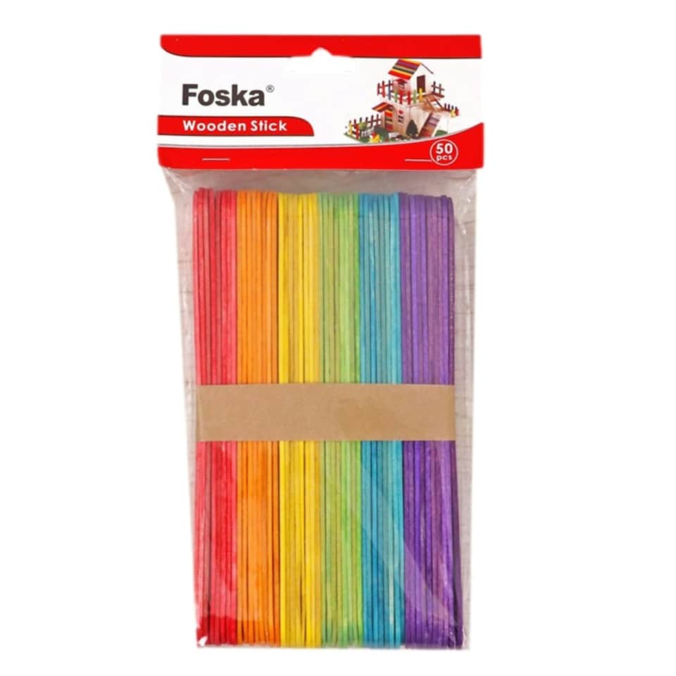 image 1 of Pack of 50 Assorted Colour Wooden Sticks